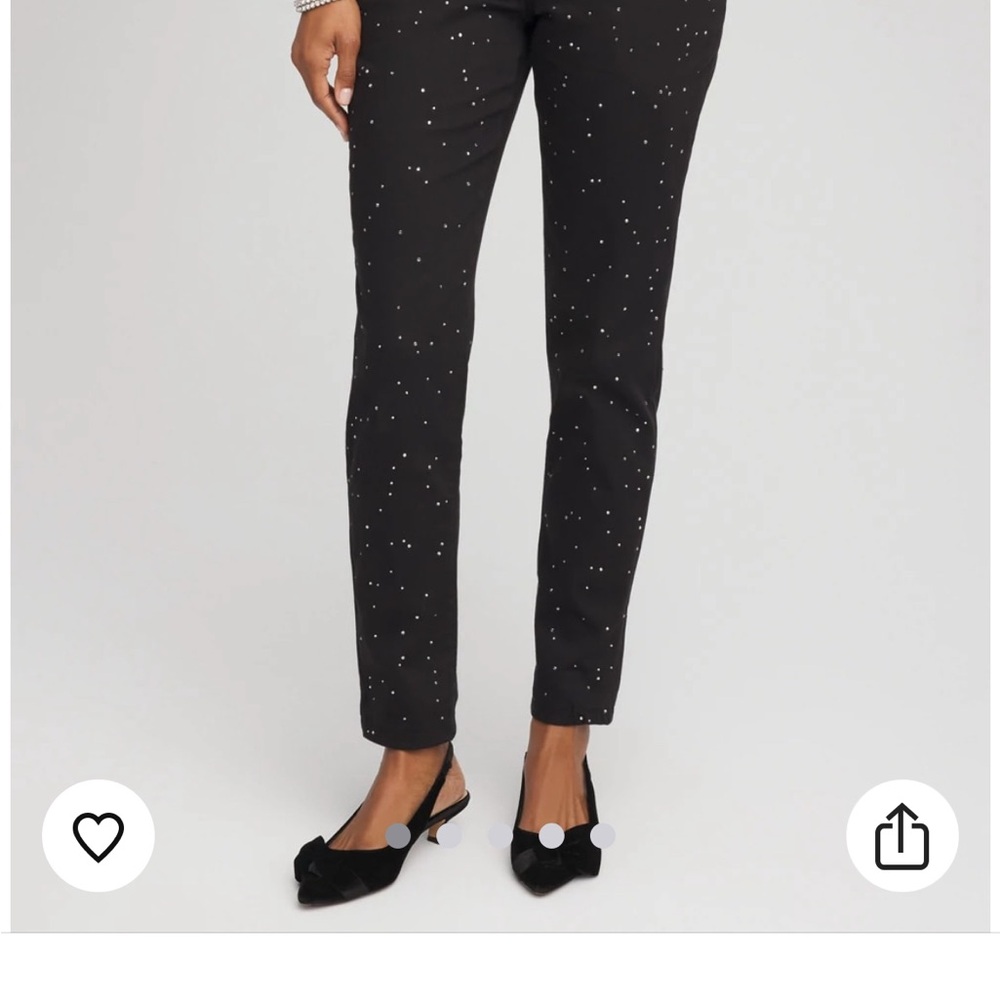 Chico's 2.5 Black Ankle Jeans with Diamond Stud Speckles